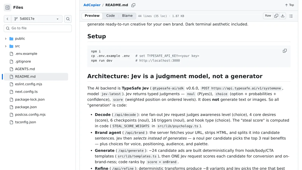 Source screenshot of AdCopier