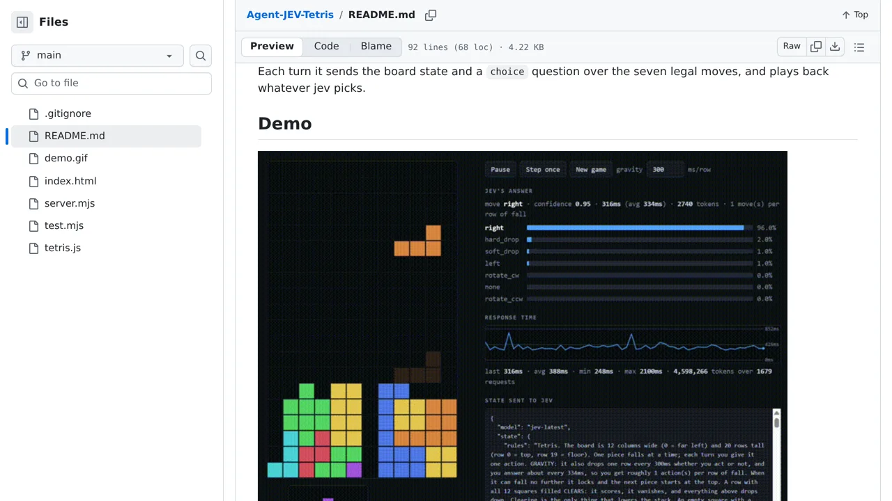 Source screenshot of Agent-JEV-Tetris