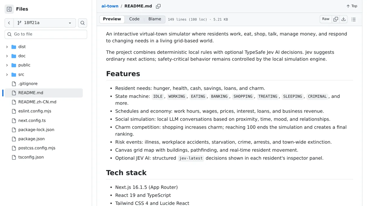 Source screenshot of ai-town