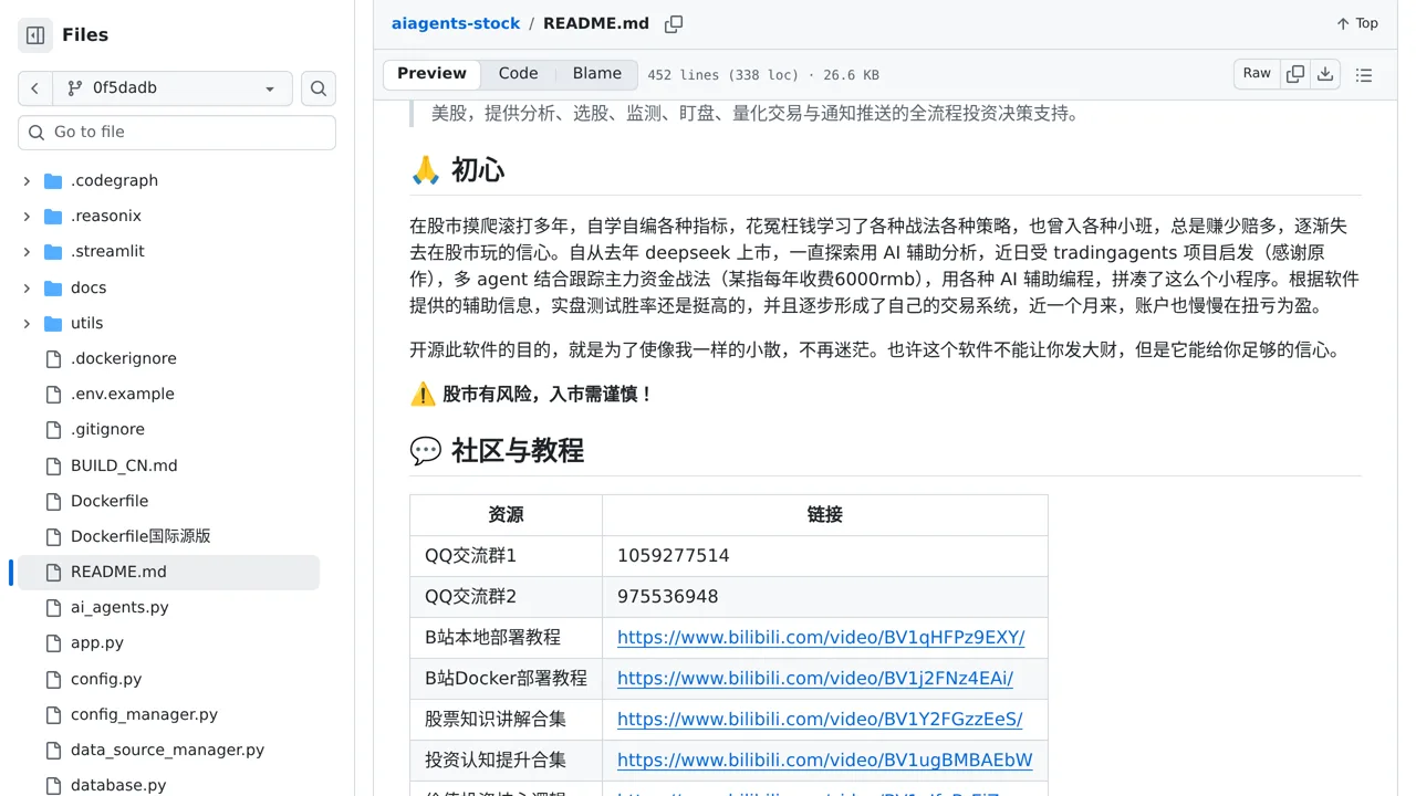 Source screenshot of 复合多AI智能体股票团队分析系统