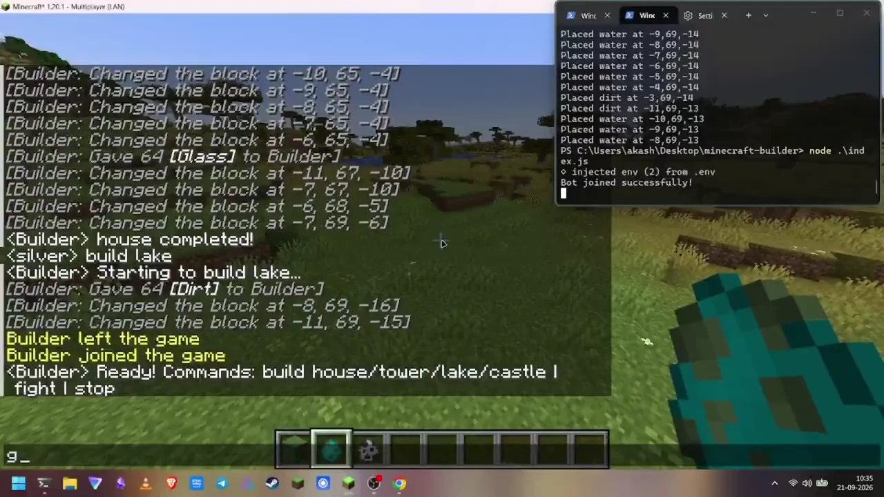 Recorded frame of Akash Jain’s Jev Minecraft Bot