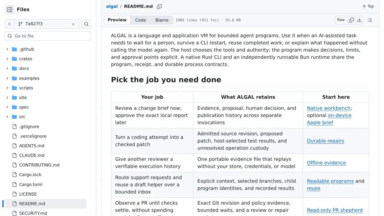 Source screenshot of ALGAL