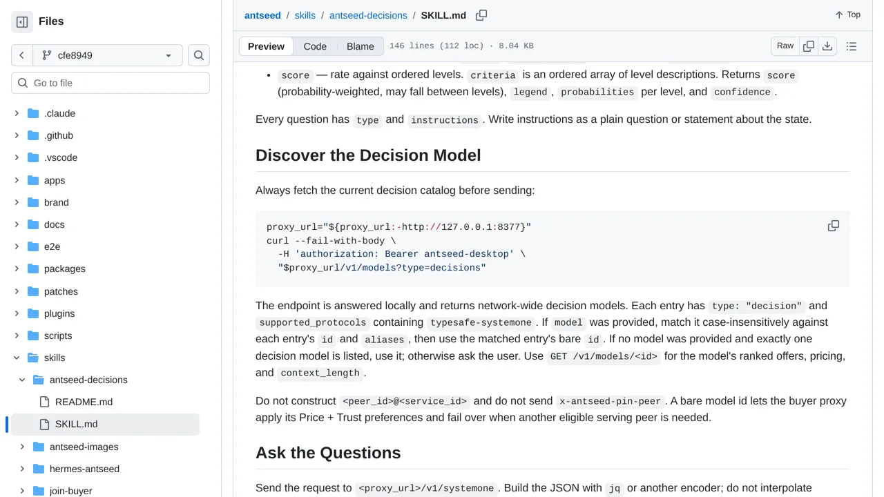Source screenshot of antseed-decisions