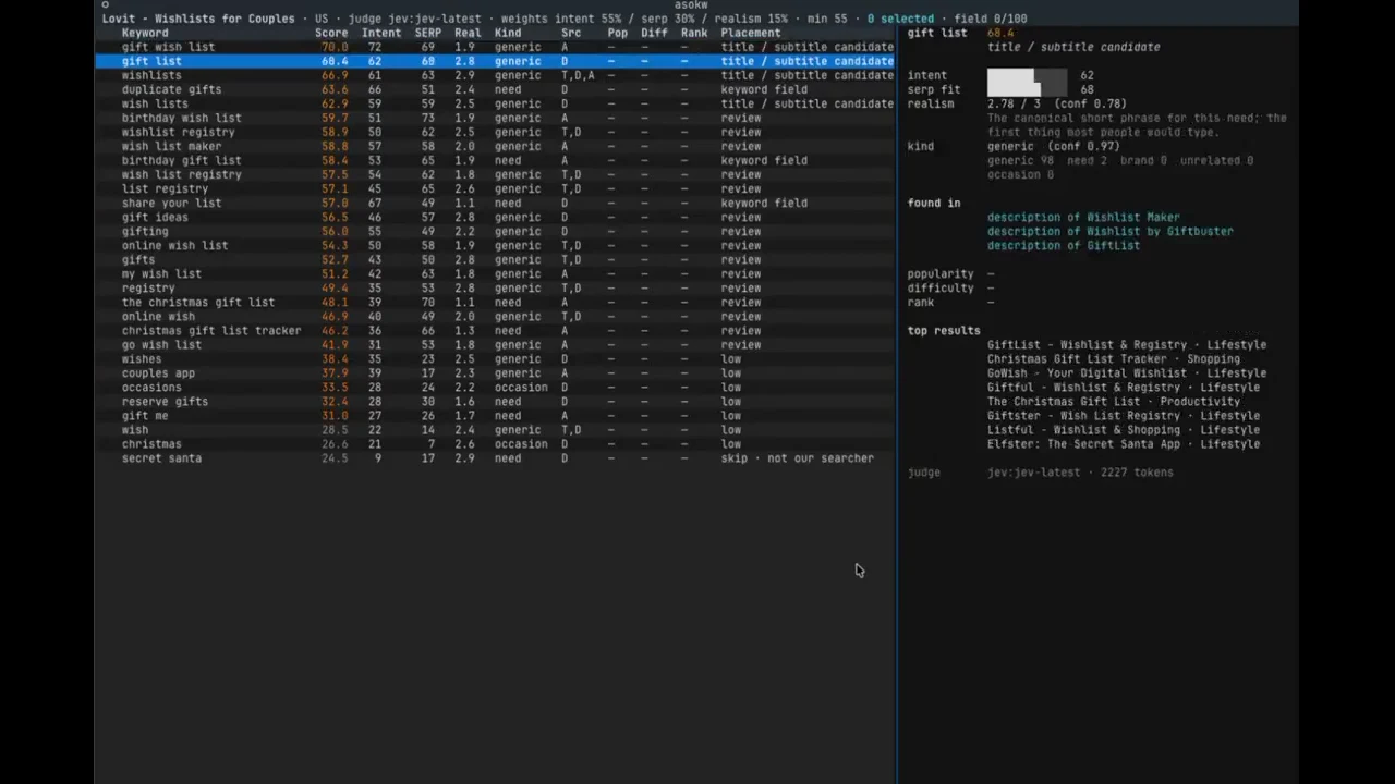 Recorded frame of App Store Keyword Finder