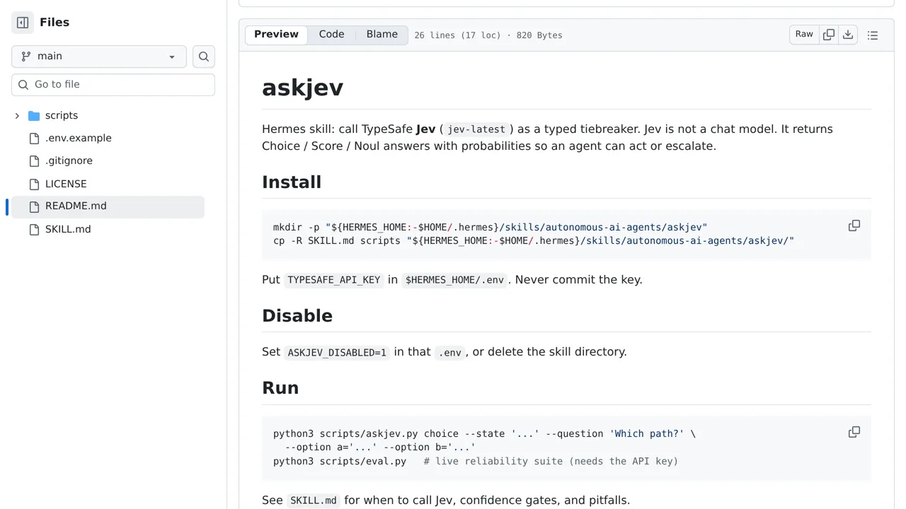Source screenshot of ask-jev-skill
