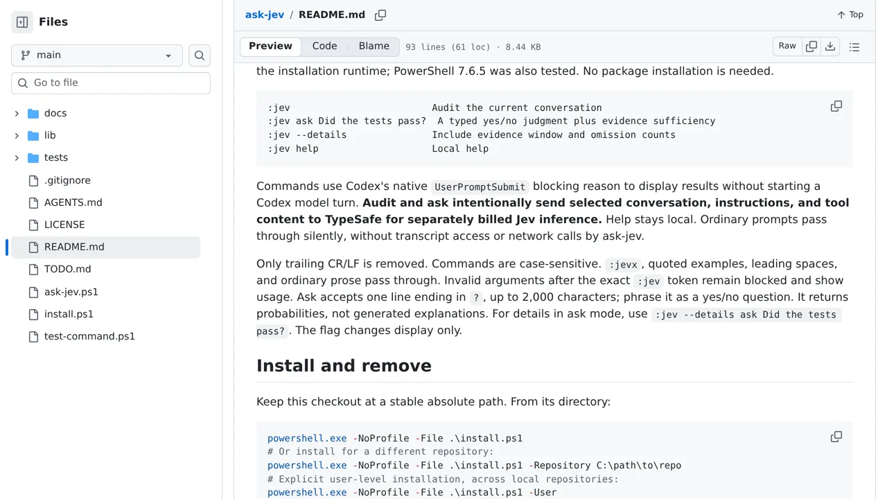 Source screenshot of ask-jev