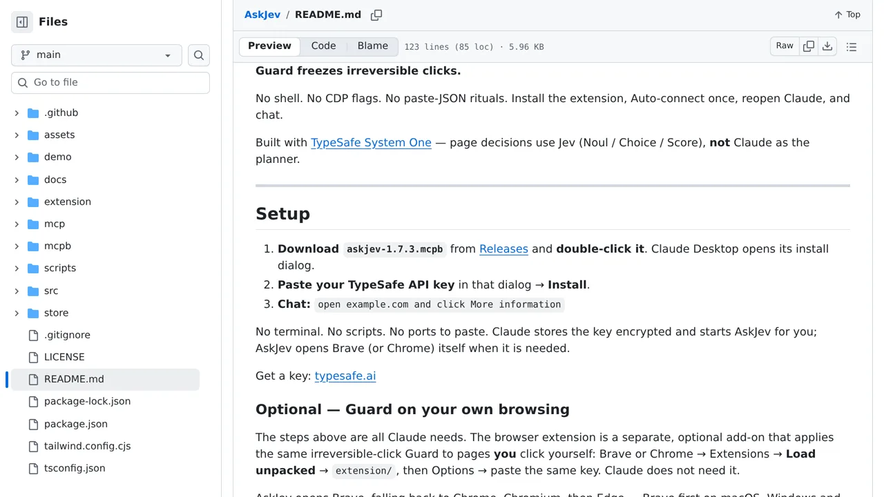Source screenshot of AskJev