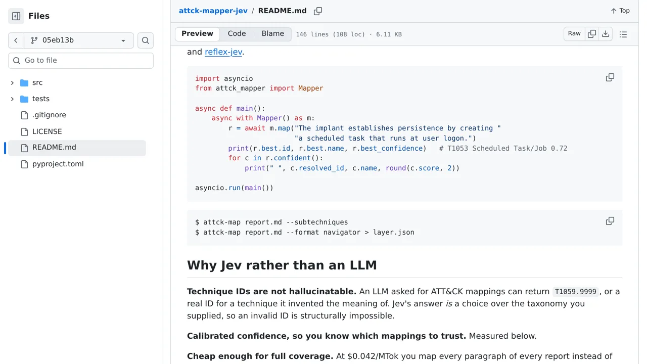 Source screenshot of attck-mapper