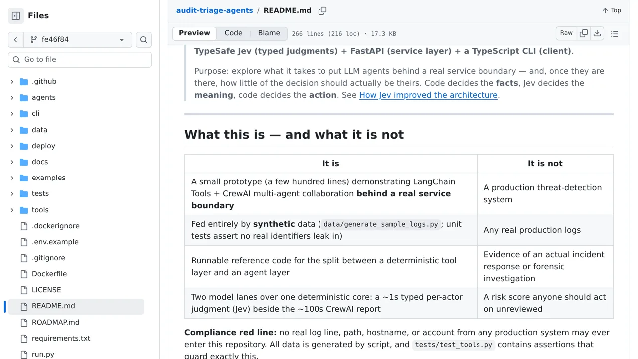 Source screenshot of audit-triage-agents