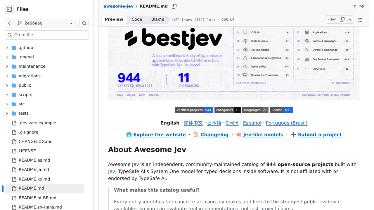 Source screenshot of Awesome Jev (heyjunpenn)