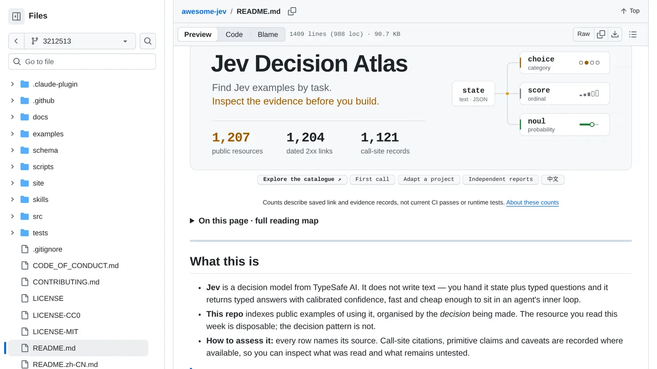 Source screenshot of awesome-jev