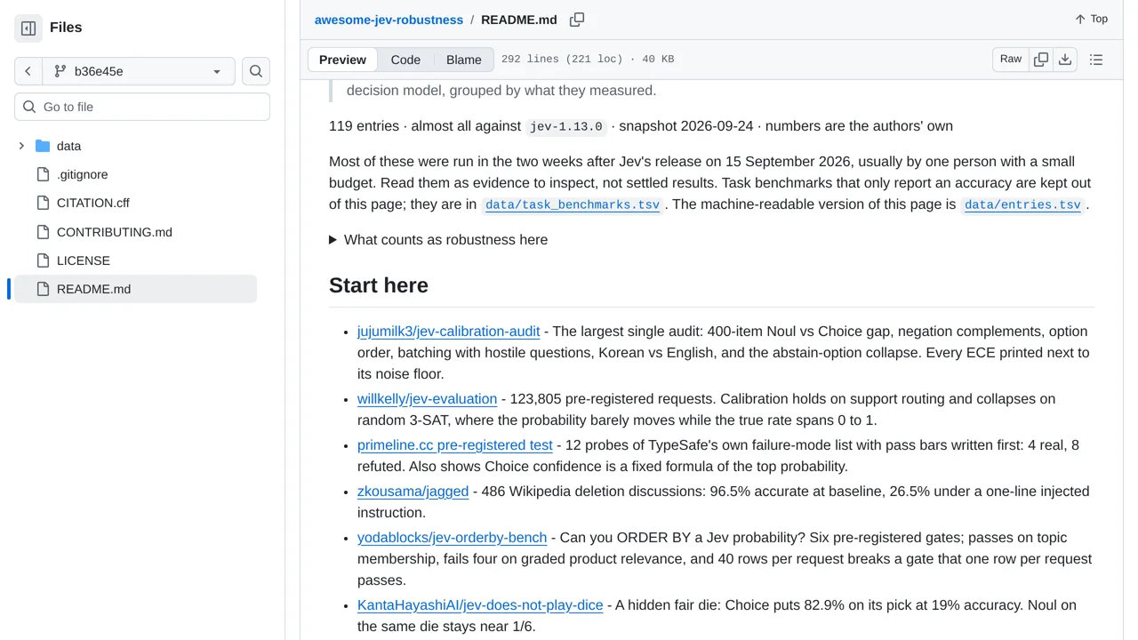 Source screenshot of Awesome Jev Robustness