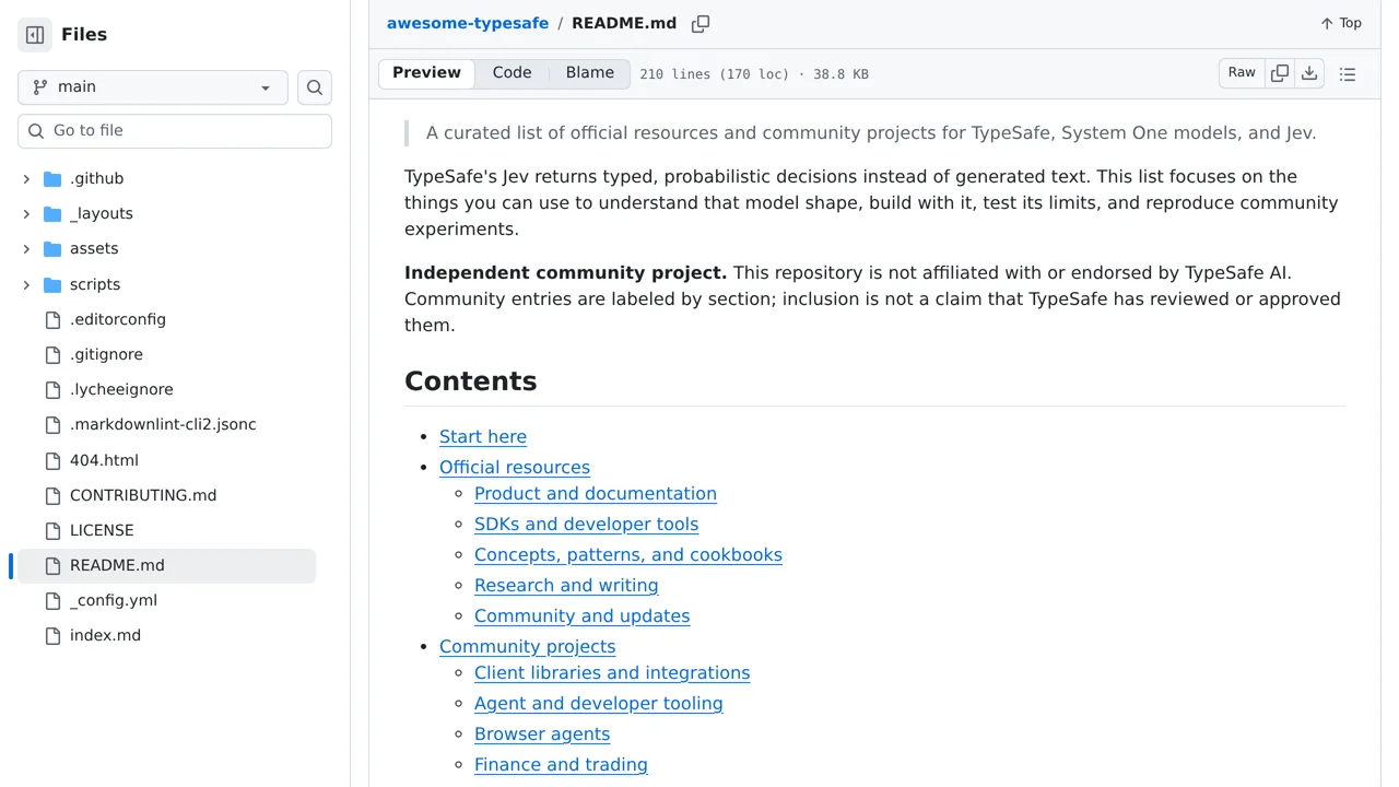 Source screenshot of awesome-typesafe
