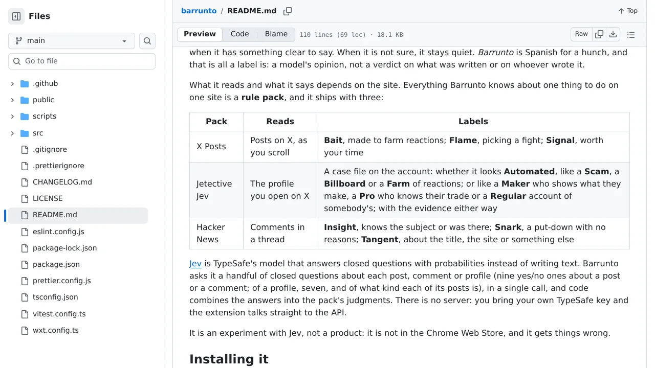 Source screenshot of barrunto