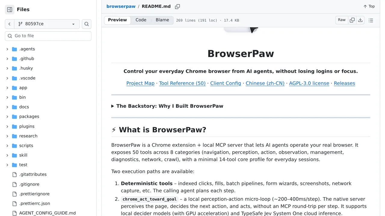 Source screenshot of BrowserPaw