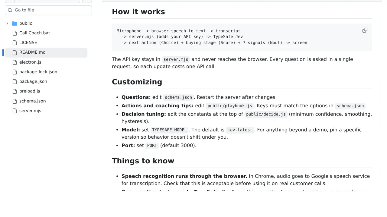 Source screenshot of Call Coach