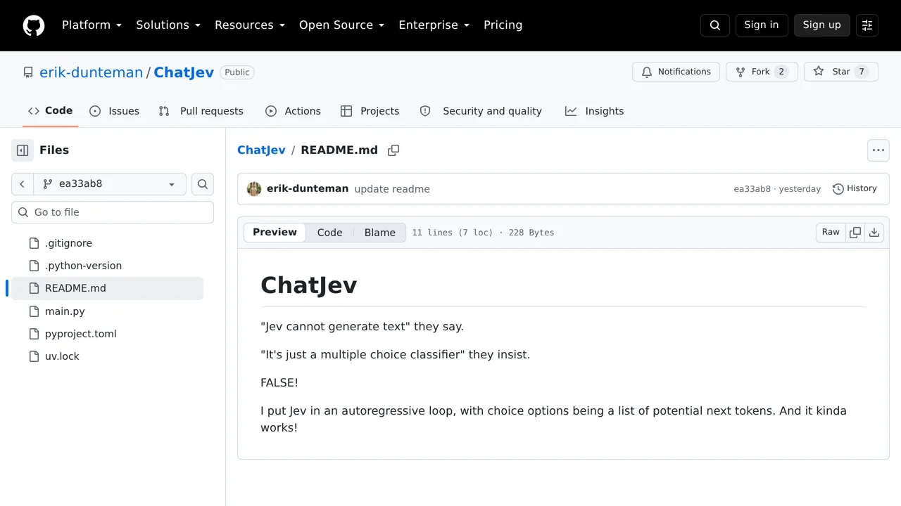 Source screenshot of ChatJev