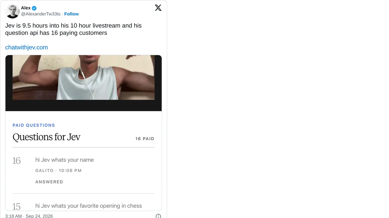 Source screenshot of Chat with Jev