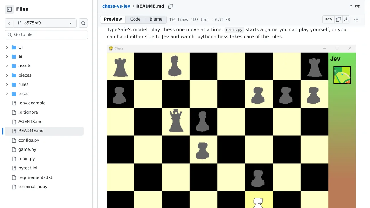 Source screenshot of Chess vs Jev