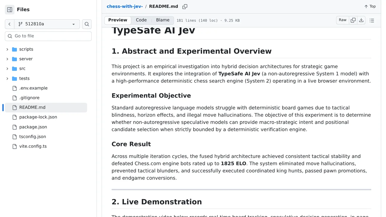 Source screenshot of Experimental Study: Non-Autoregressive Decision Architecture in Strategic Chess using TypeSafe AI Jev