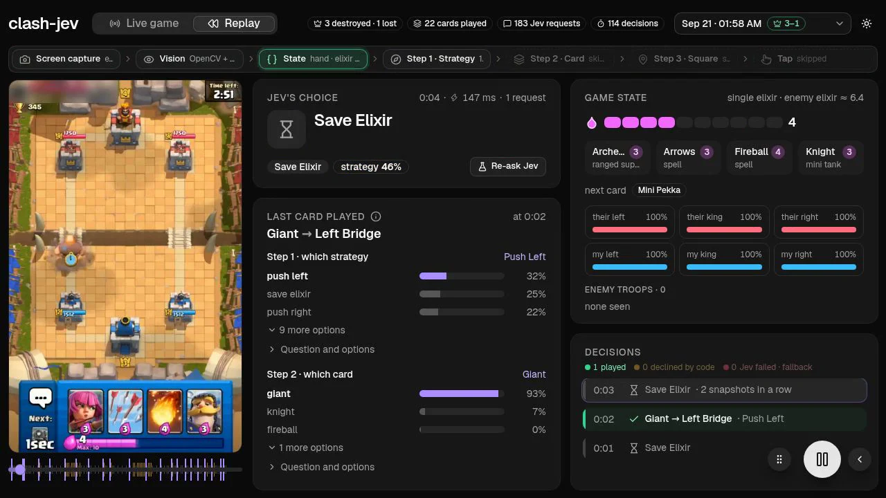 Recorded frame of clash-jev