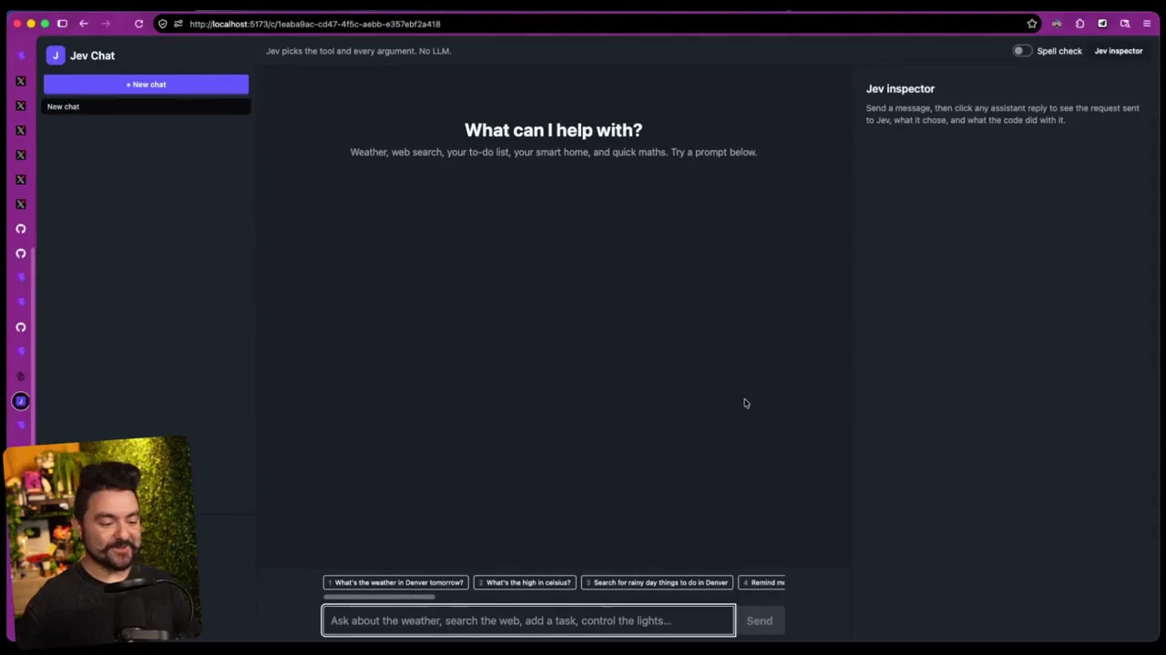 Recorded frame of Coding Garden Jev chatbot