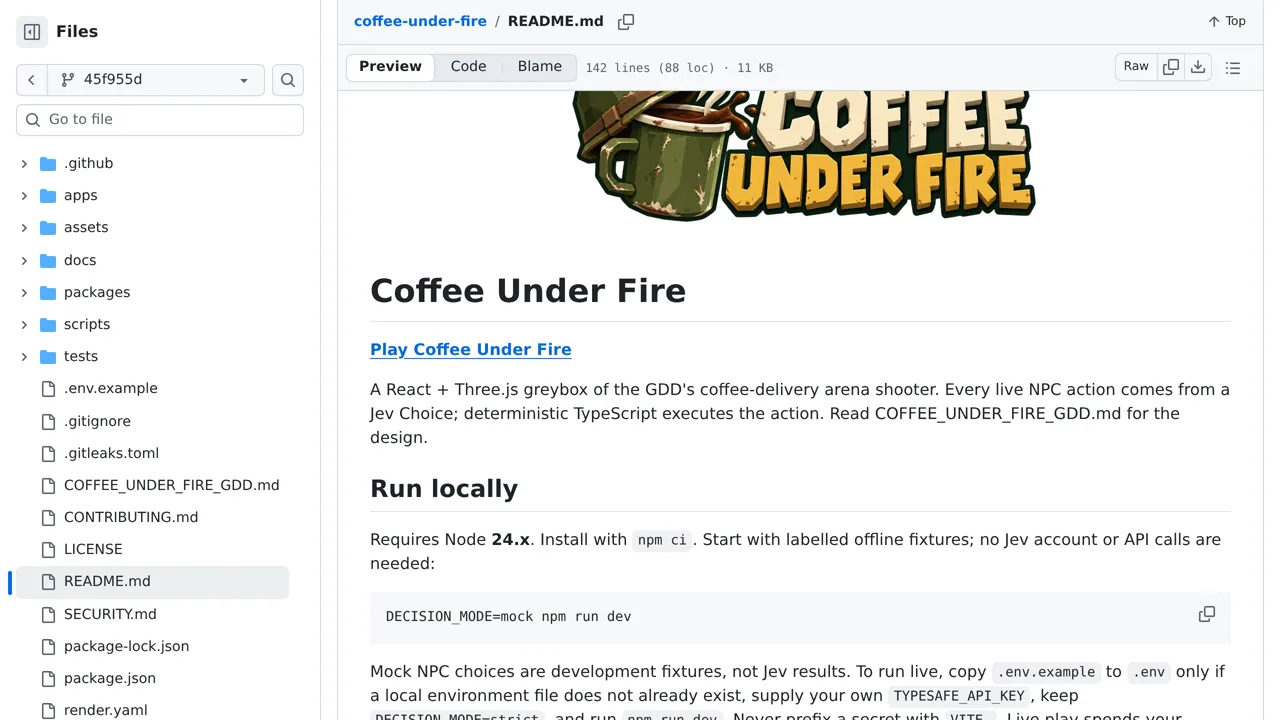 Source screenshot of Coffee Under Fire