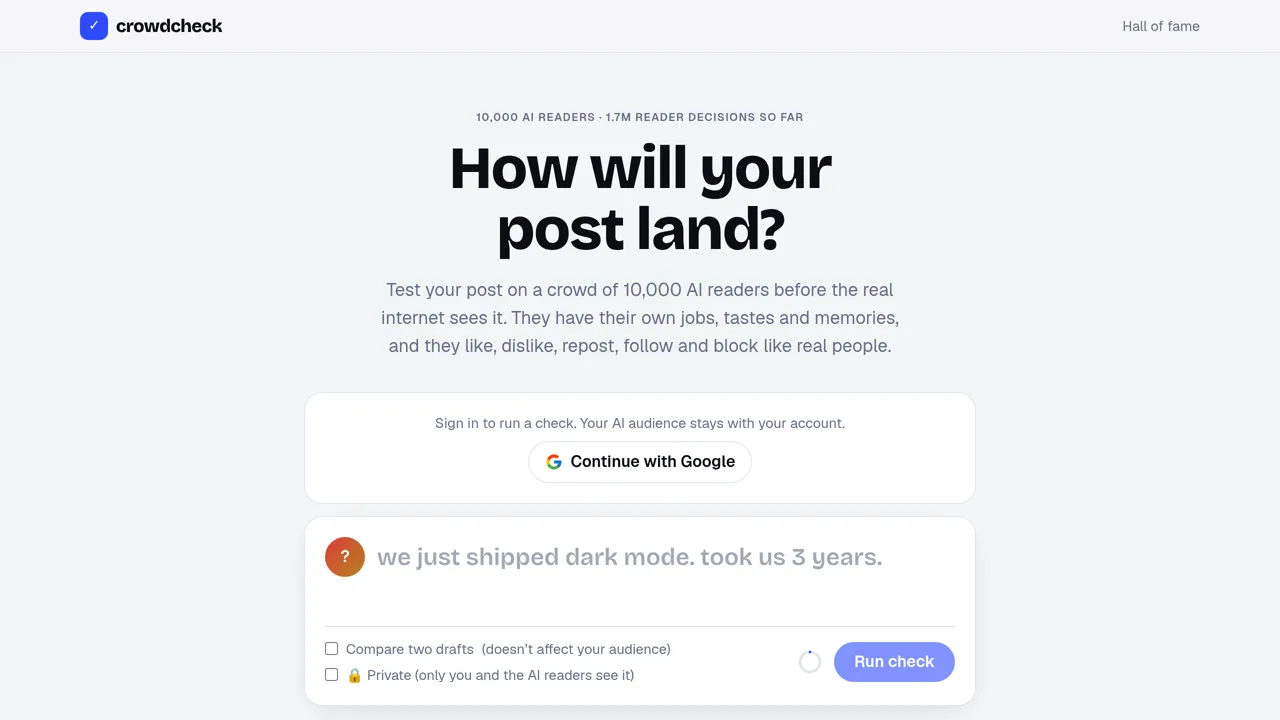 Source screenshot of Crowdcheck