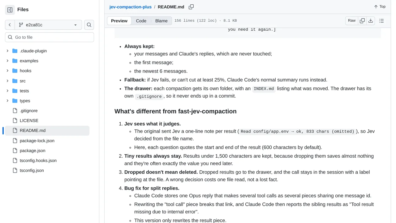 Source screenshot of jev-compaction-plus