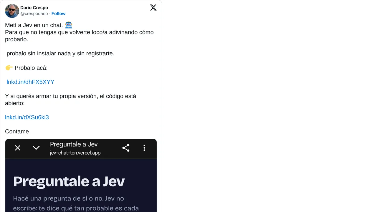 Source screenshot of Jev Chat