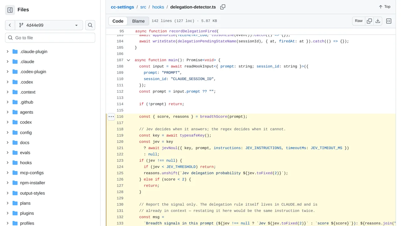 Source screenshot of CC Settings delegation detector