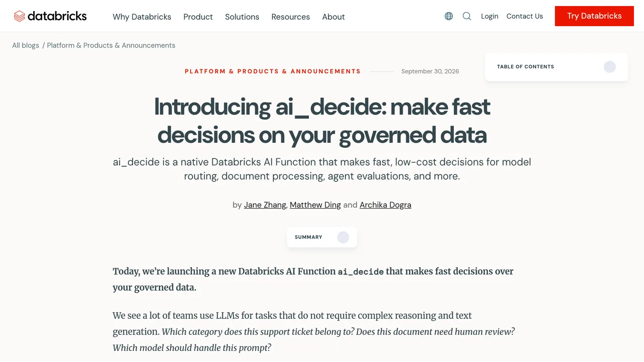 Source screenshot of Databricks ai_decide