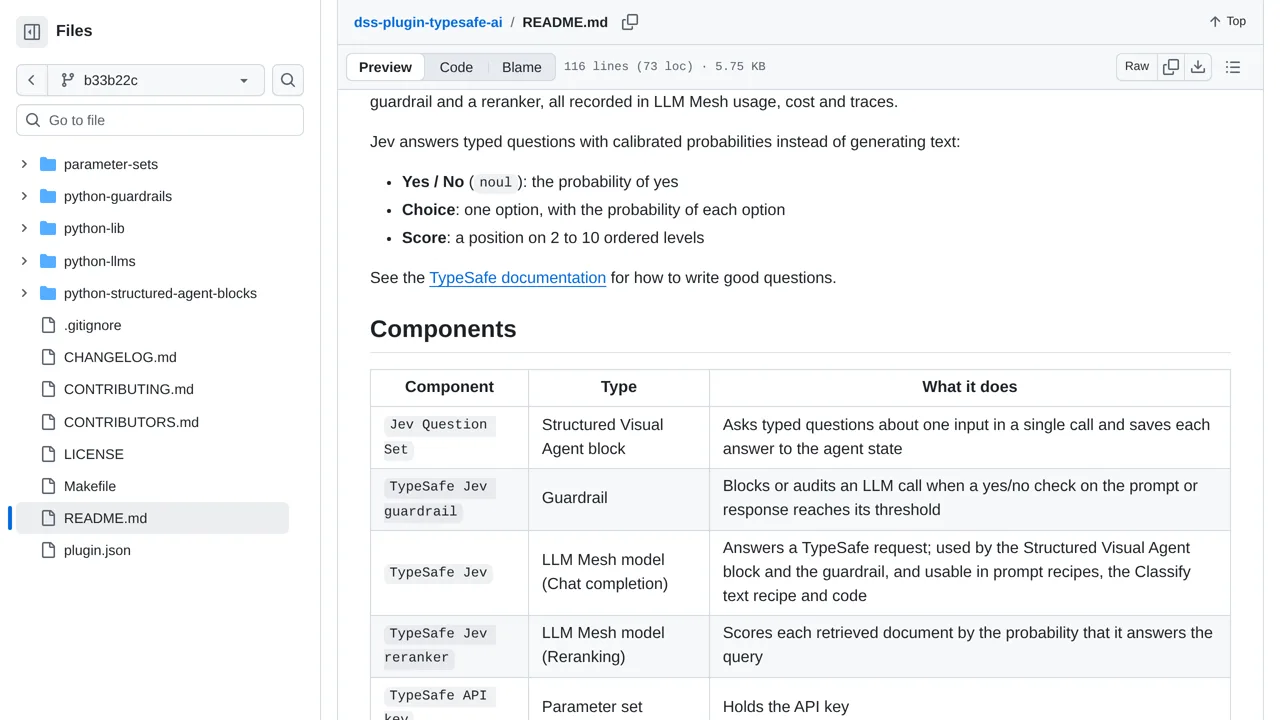 Source screenshot of TypeSafe AI Plugin