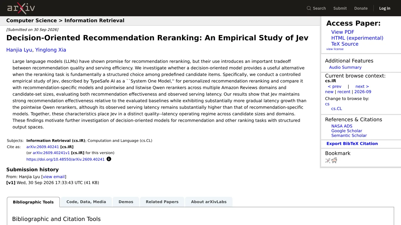 Source screenshot of Decision-Oriented Recommendation Reranking: An Empirical Study of Jev