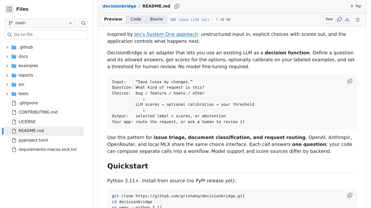 Source screenshot of decisionbridge