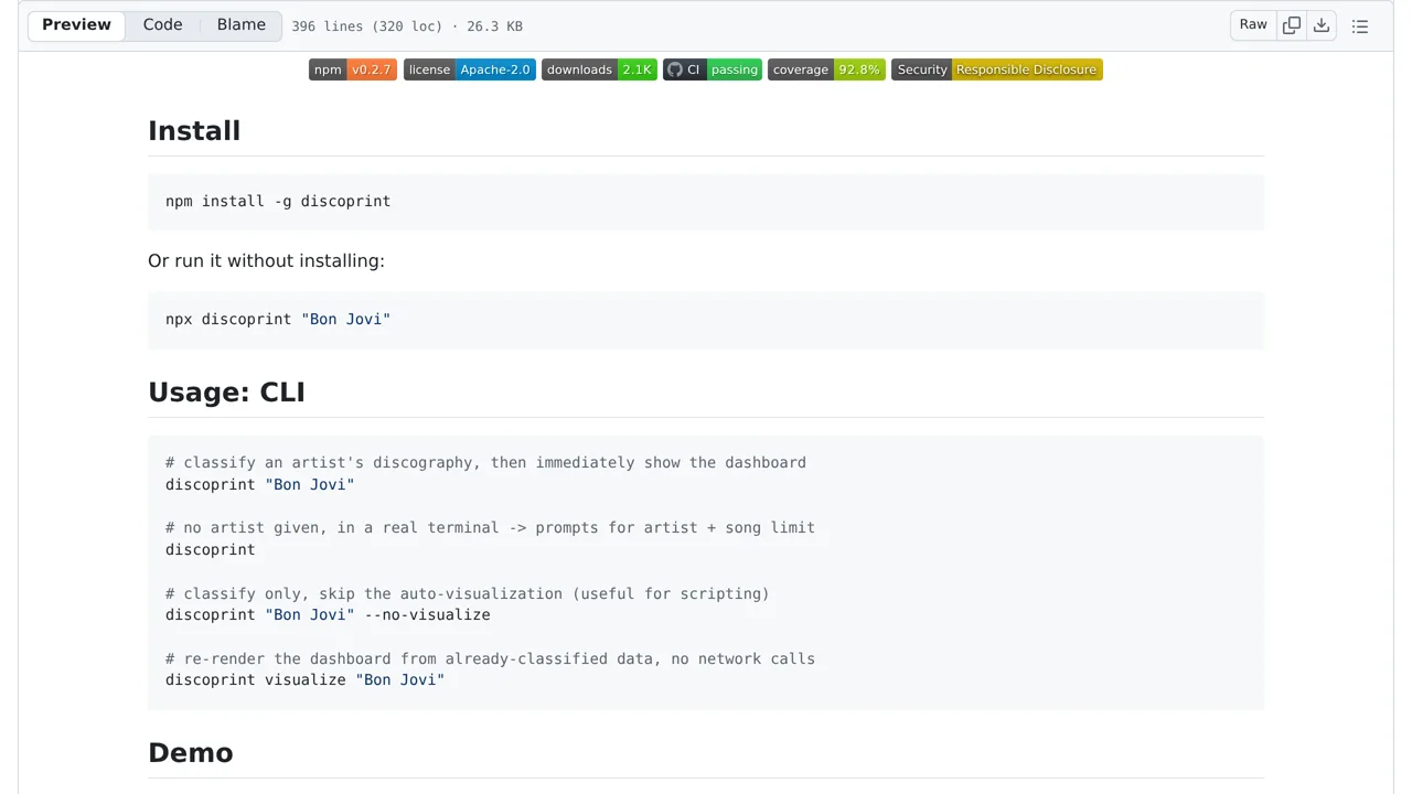 Source screenshot of discoprint