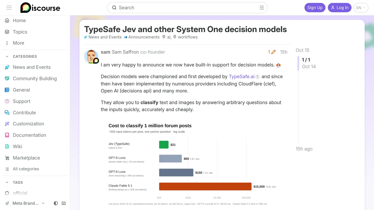 Source screenshot of Discourse Workflows Classify