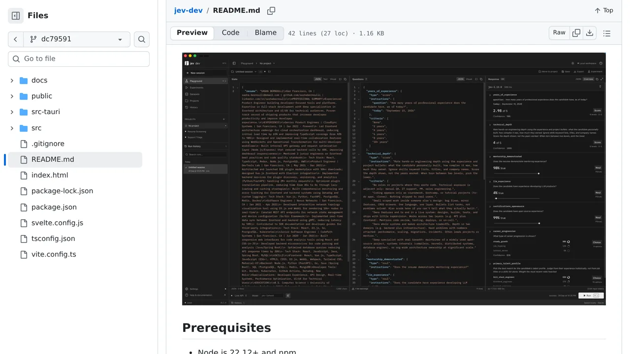 Source screenshot of jev dev