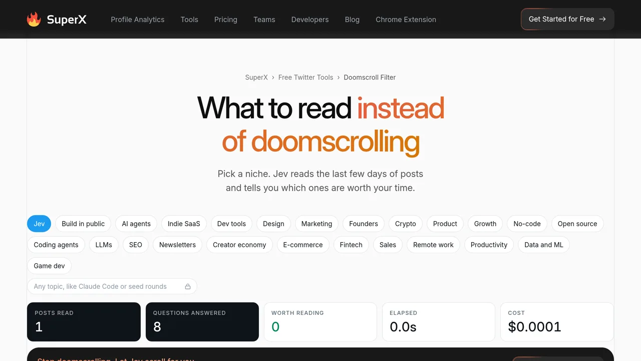 Source screenshot of Doomscroll Filter