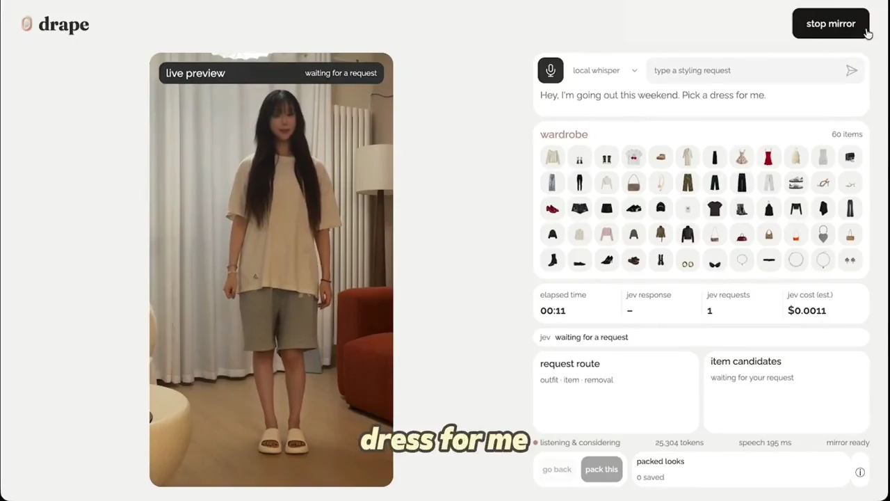 Recorded frame of Drape virtual try-on