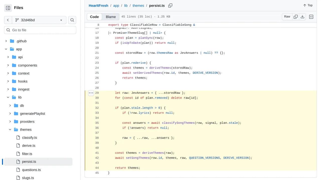 Source screenshot of HearItFresh