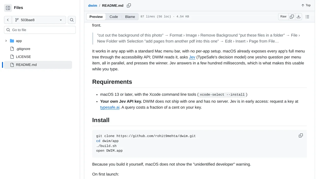 Source screenshot of DWIM