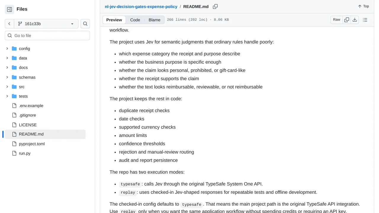Source screenshot of nl-jev-decision-gates-expense-policy