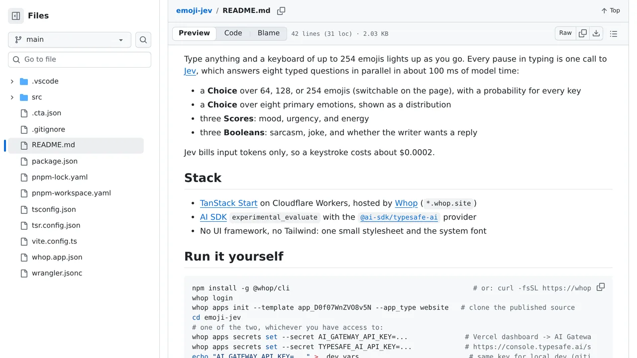Source screenshot of emoji-jev