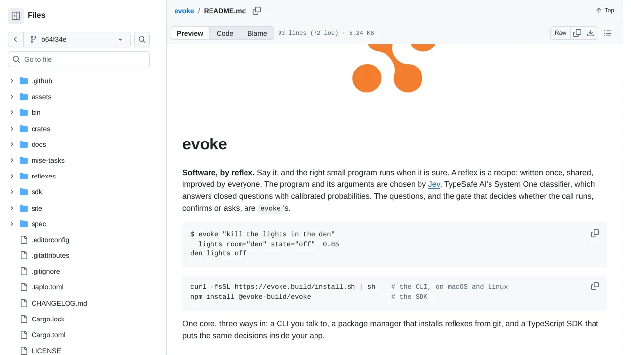 Source screenshot of evoke