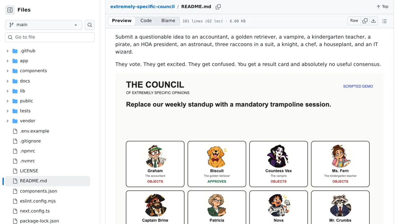 Source screenshot of extremely-specific-council
