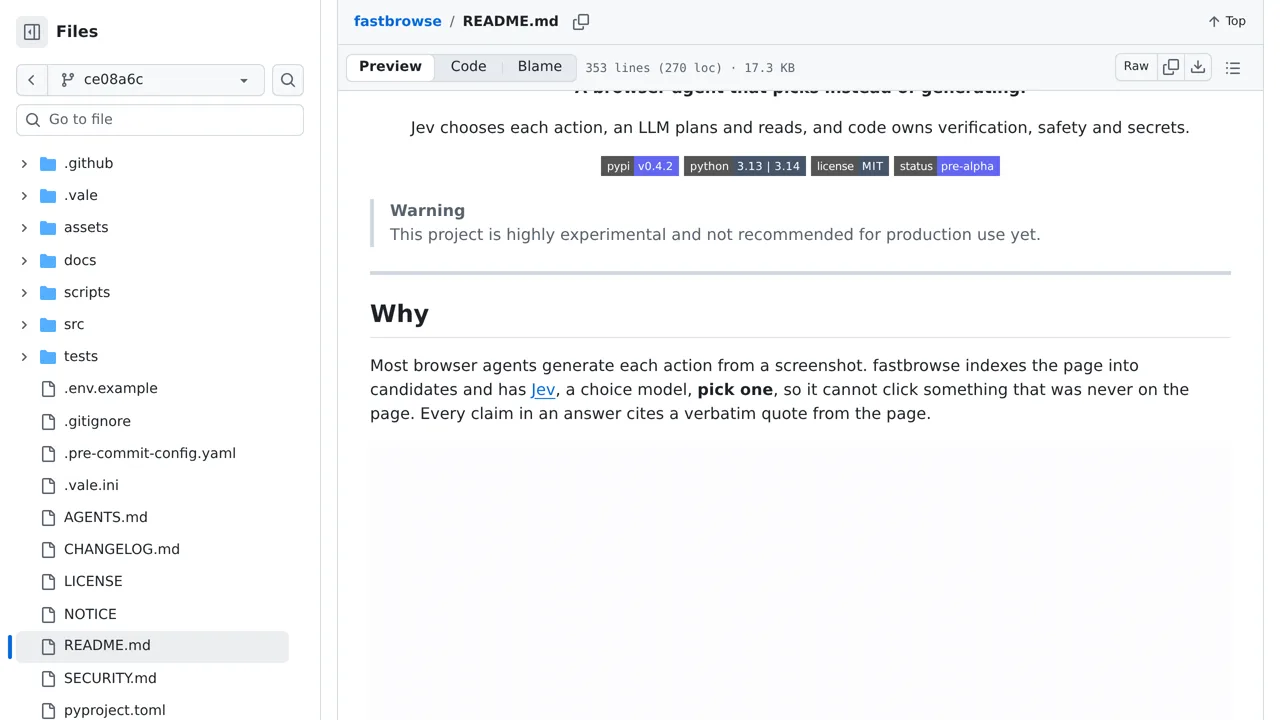 Source screenshot of fastbrowse