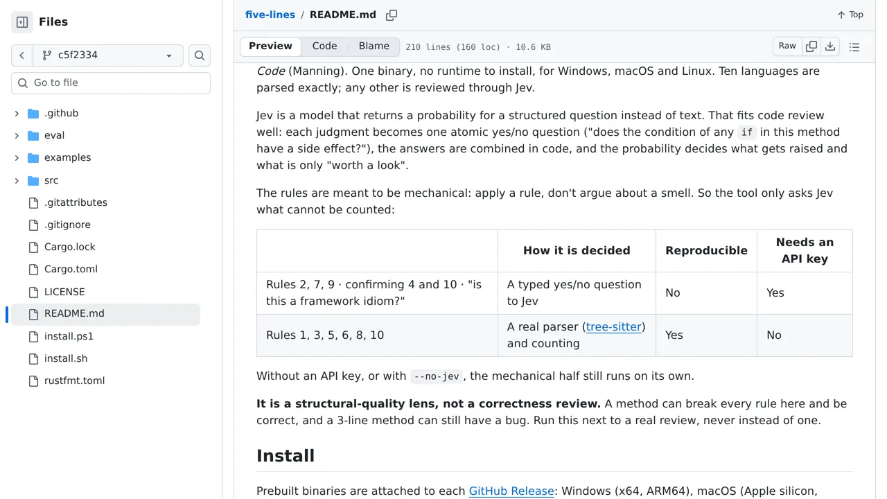 Source screenshot of five-lines