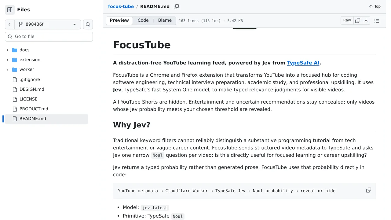 Source screenshot of FocusTube