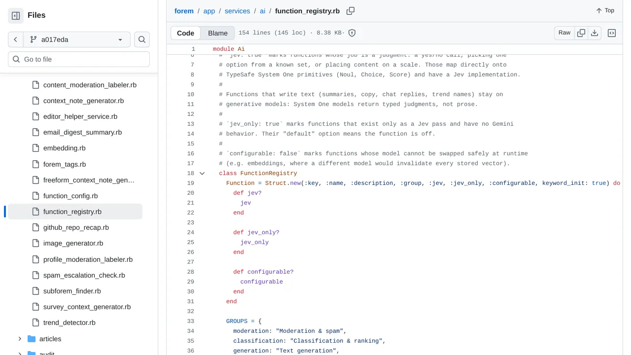 Source screenshot of Forem — Jev moderation and metadata